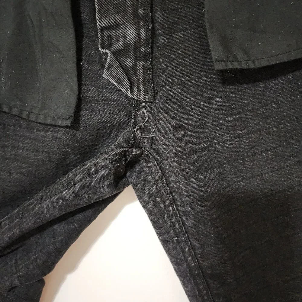 Jaded London Black Distressed Shredded Straight Leg Denim Jeans Size 30 31
